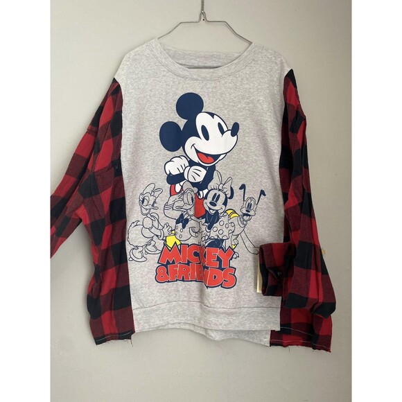 Reworked Mickey Mouse Flannel / Sweatshirt. One size fits most. - Picture 1 of 2